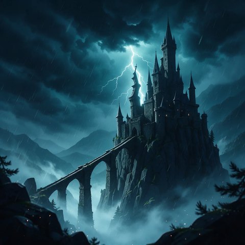 Castle in a storm